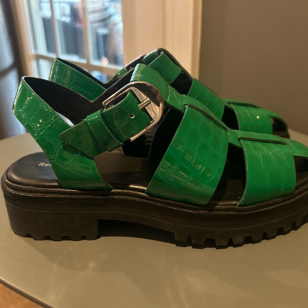 Reformation Green Sandals